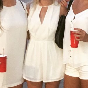 White Romper with Deep V Back-Worn Once!